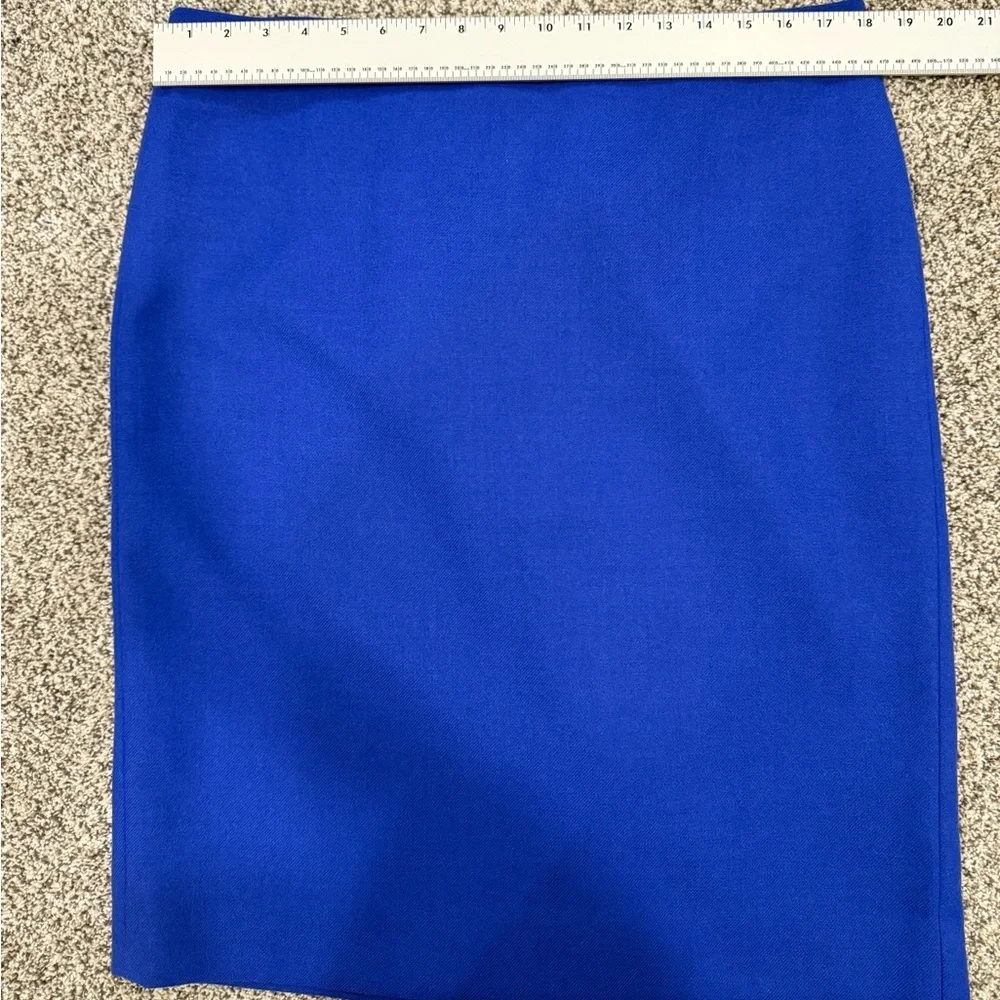 J. Crew Cobalt Blue 100% Wool Midi Pencil Skirt Office Business Sophistication - Picture 11 of 11